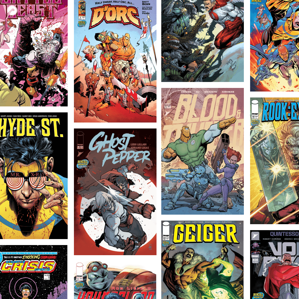 Collage mit verschiedenen Invincible Variant Covers